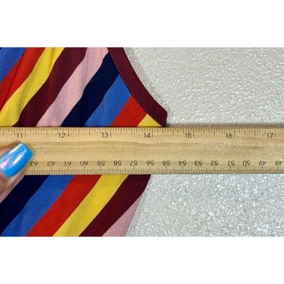 NWOT WAREHOUSE Roller Disco Rainbow Wrap Cami Style Midi Dress Women's 8 - Picture 10 of 10